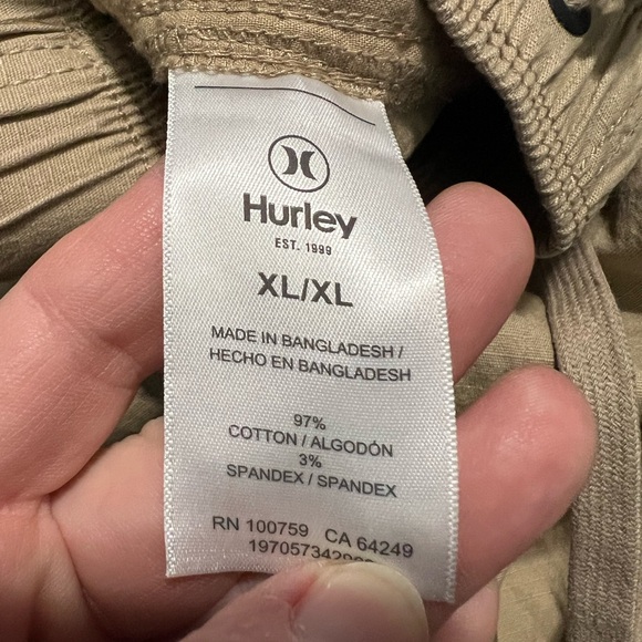 Hurley Tan Cargo Joggers Multi Pockets Relaxed Fit Durable Size X-Large - Picture 9 of 9
